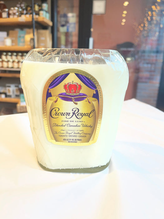 Camas Flames Crown Royal booze bottle candle