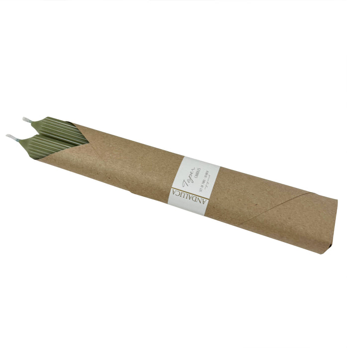 Andaluca - Green Ridged Taper Candles (Set of 2)