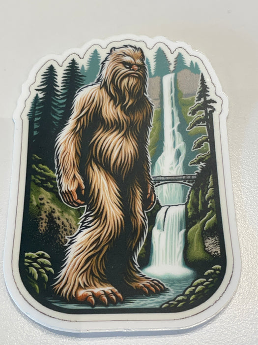 Sweet Intention Bigfoot on left of Multnomah Falls Sticker