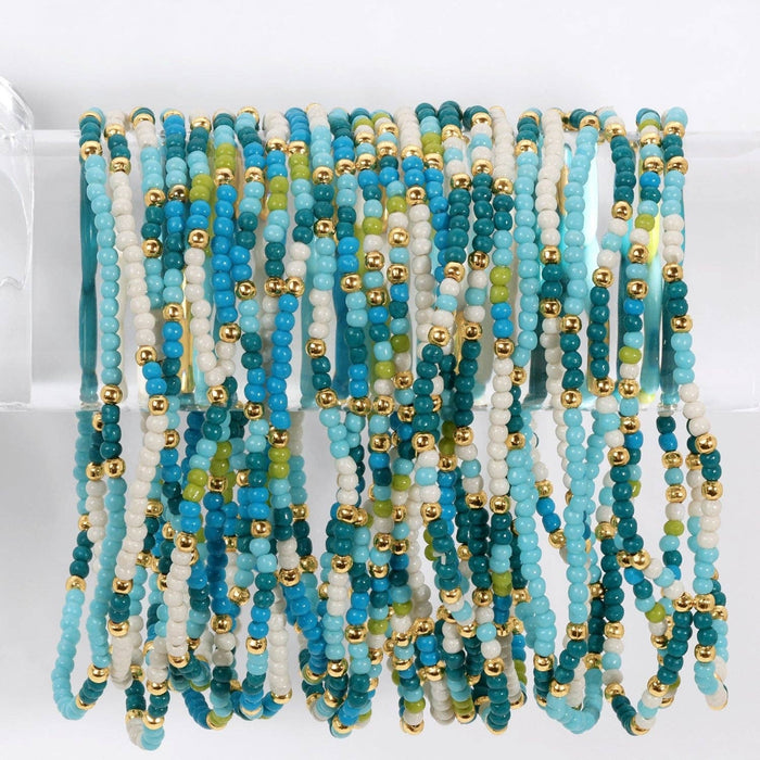 Splendid Iris - Set/24 Asst 2mm Stretch Seed Bead Bracelets