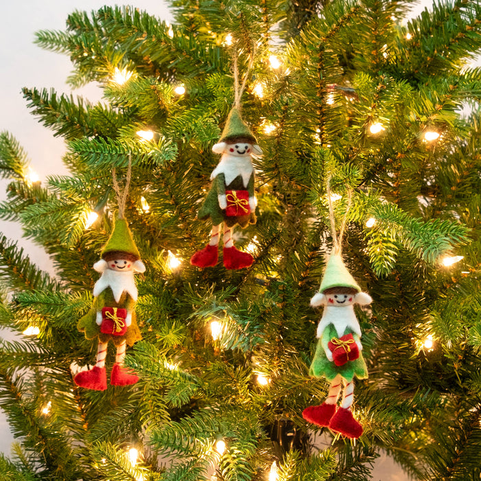 The Winding Road - Felt Elf Christmas Ornaments