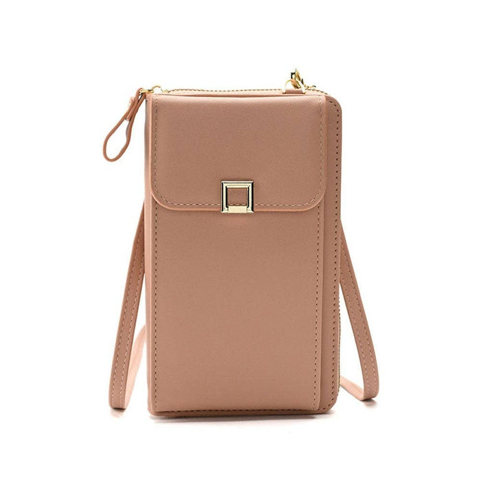 ShieldChic - Solid Color PU Leather Multifunctional Purse Mobile Phone One Shoulder Crossbody Bag