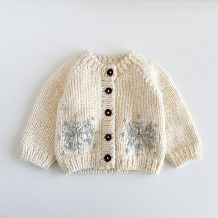 Figgy Friends - Snowflake Cardigan Baby Kid Winter Holiday Sweater Knit