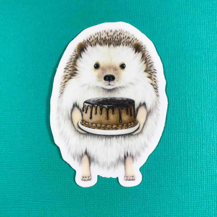 Abundance Illustration Hedgehog with Cake sticker