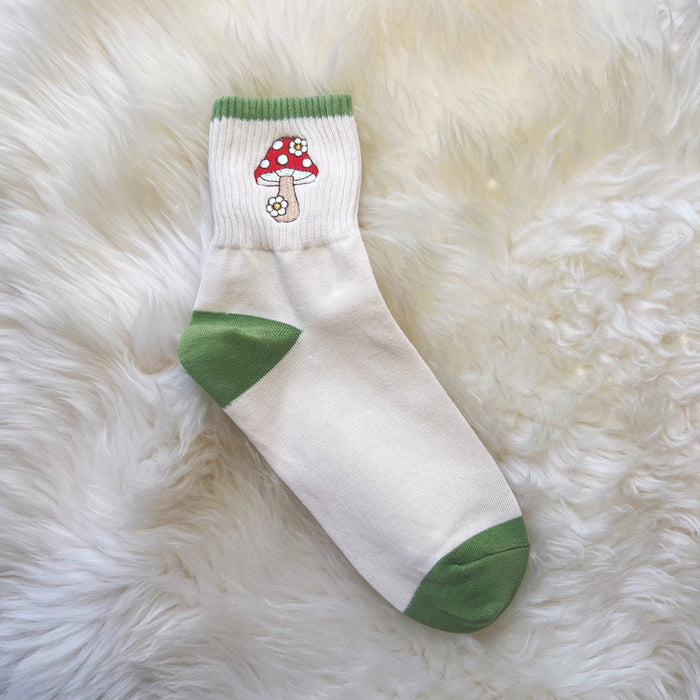 Wildflower + Co. - Mushroom & Daisy Embroidered Socks