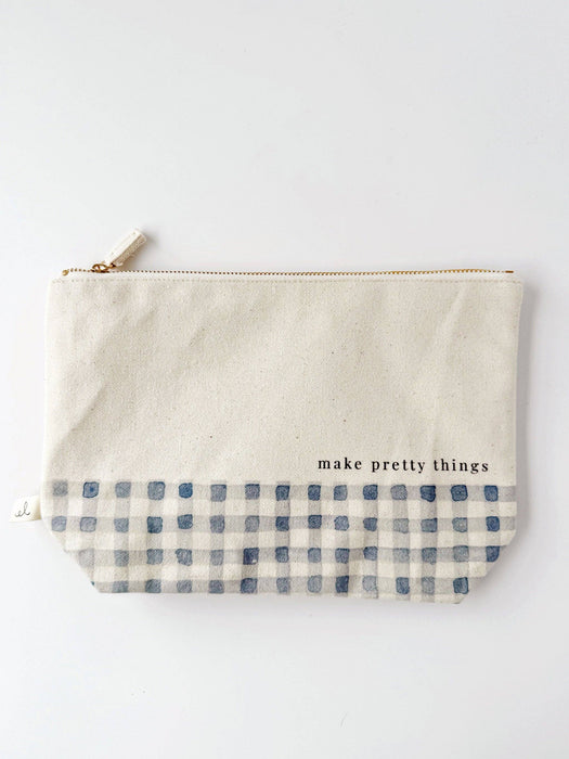 emily lex studio - Canvas zipper pouch "make pretty things" gingham