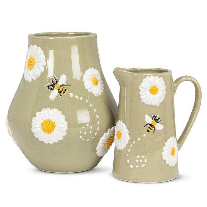 Abbott - Jug with Daisies & Bee-5.5"H