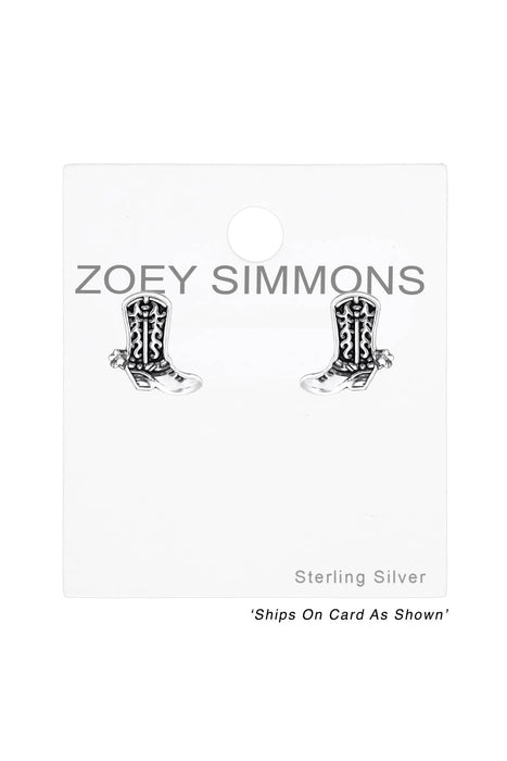 Zoey Simmons - Sterling Silver Boots Stud Earrings - SS