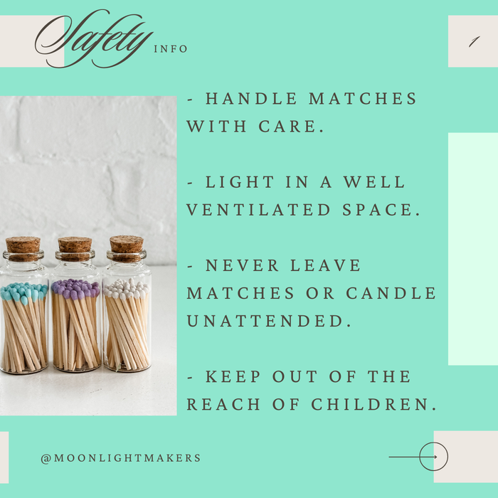 Moonlight Makers - Fancy Safety Matches Glass Vial - 8 Colors - 40 matches