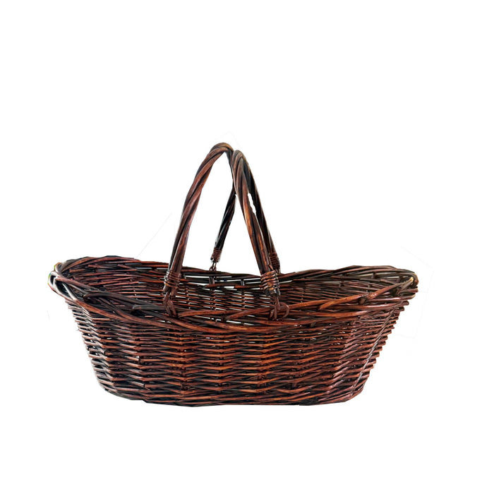 Bospak - 14" Oval Handmade Willow basket w/ foldable Handle