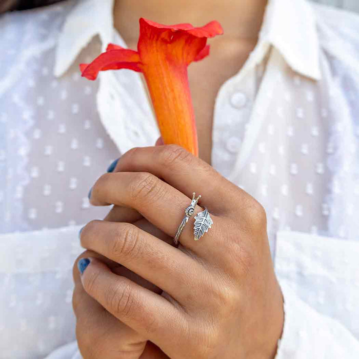Nina Designs - Adjustable Snail and Leaf Ring