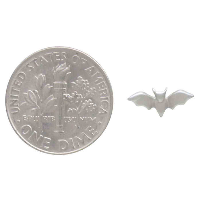 Nina Designs - Sterling Silver Dimensional Tiny Bat Post Earrings 5x10mm