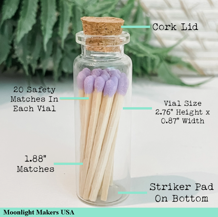 Moonlight Makers - Pink Safety Matches in Glass Vial