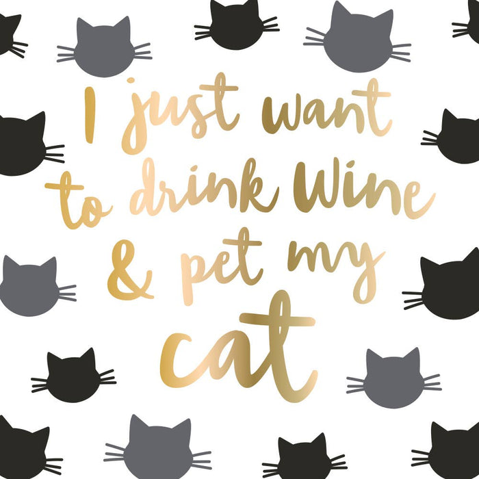 soiree-sisters - Cocktail Napkins | Drink Wine Pet My Cat - Foil - 20ct