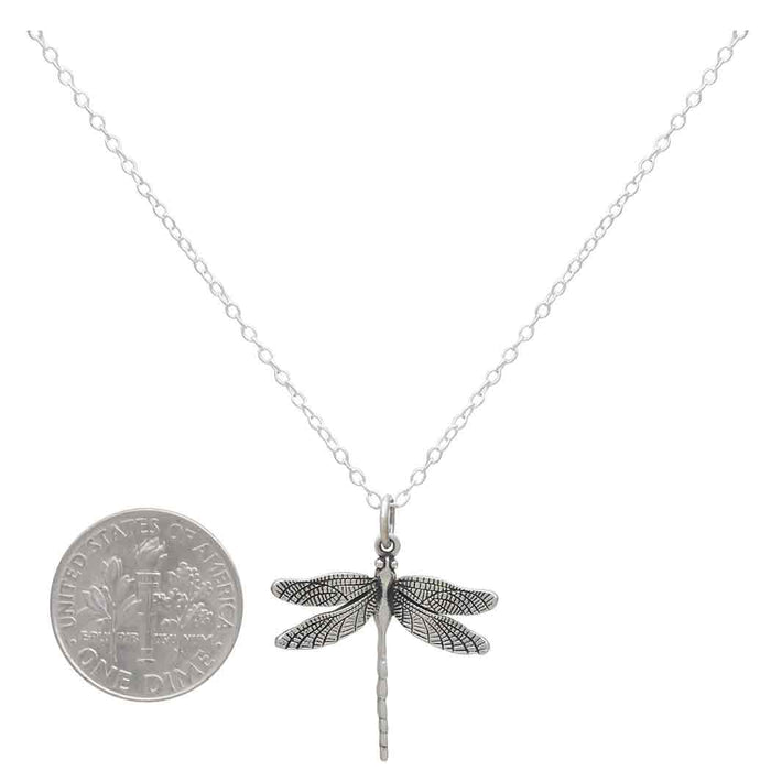 Nina Designs Sterling Silver 18 Inch Dragonfly Charm Necklace