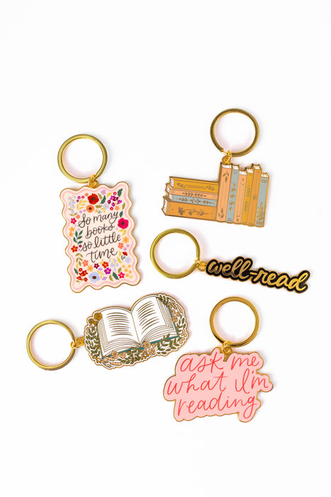 Elyse Breanne Design - Ask Me What I'm Reading Metal Keychain 2x2.5 in. | Bookish