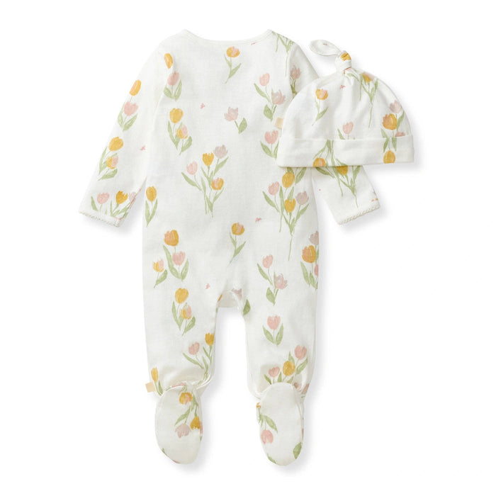 Burt's Bees Baby - Tulip Fields Baby Girl Jumpsuit & Hat Set