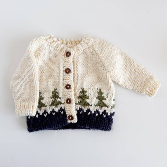 Figgy Friends - Tree Cardigan Navy Baby Kid Forest Fall Winter Apparel