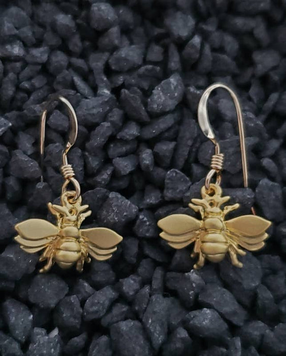 Sosie Designs - Gold Flying Bumble Bee Earrings