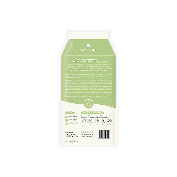 ESW Beauty - Matcha Almond Milk Radiance Plant-Based Milk Sheet Mask