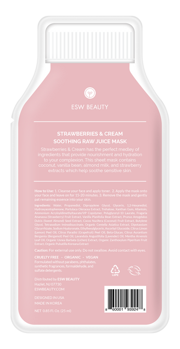 ESW Beauty - Strawberries and Cream Soothing Raw Juice Sheet Mask