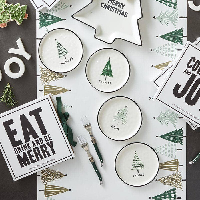 Santa Barbara Design Studio by Creative Brands - Green Holiday Dishes - Trees - Set of 4