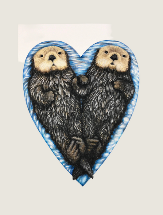Abundance Illustration SEA OTTER HEART greeting card (blank inside)