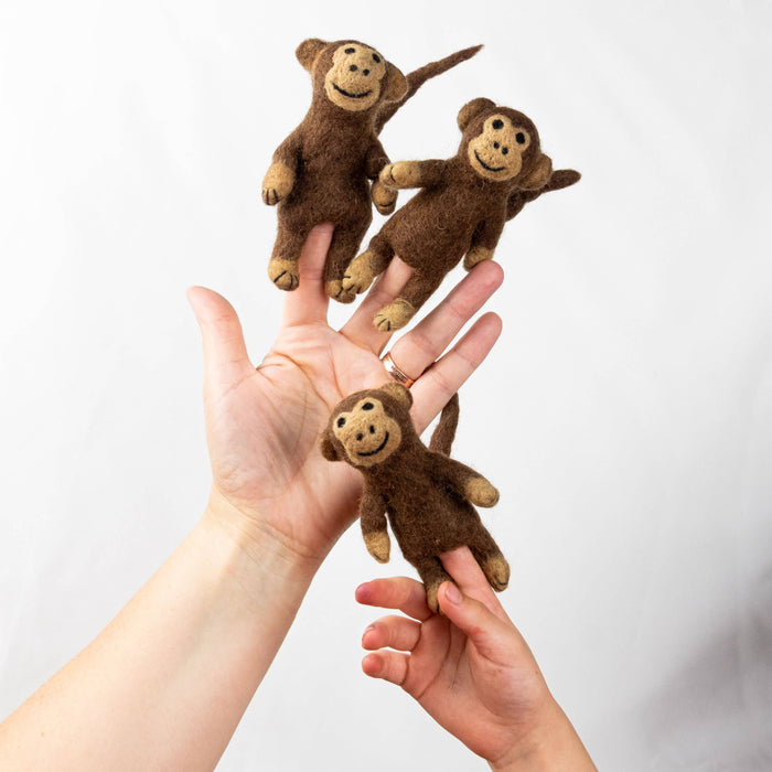 The Winding Road Felt Finger Puppets - Monkey