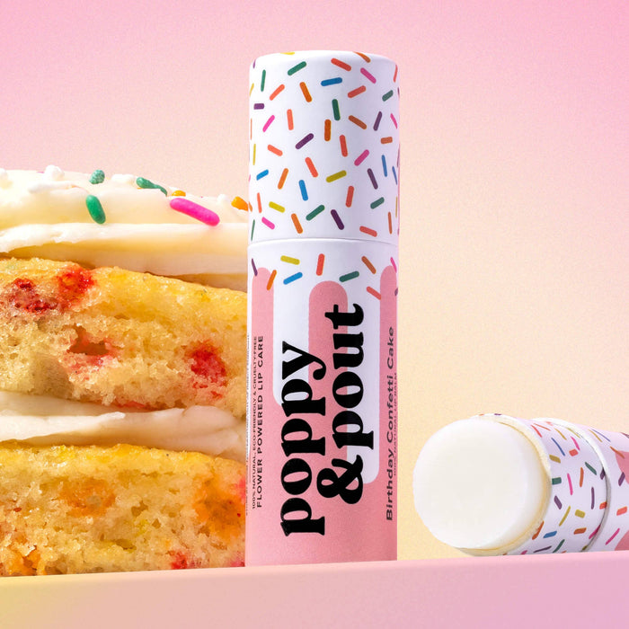 Poppy & Pout - Lip Balm, Birthday Confetti Cake, Pink