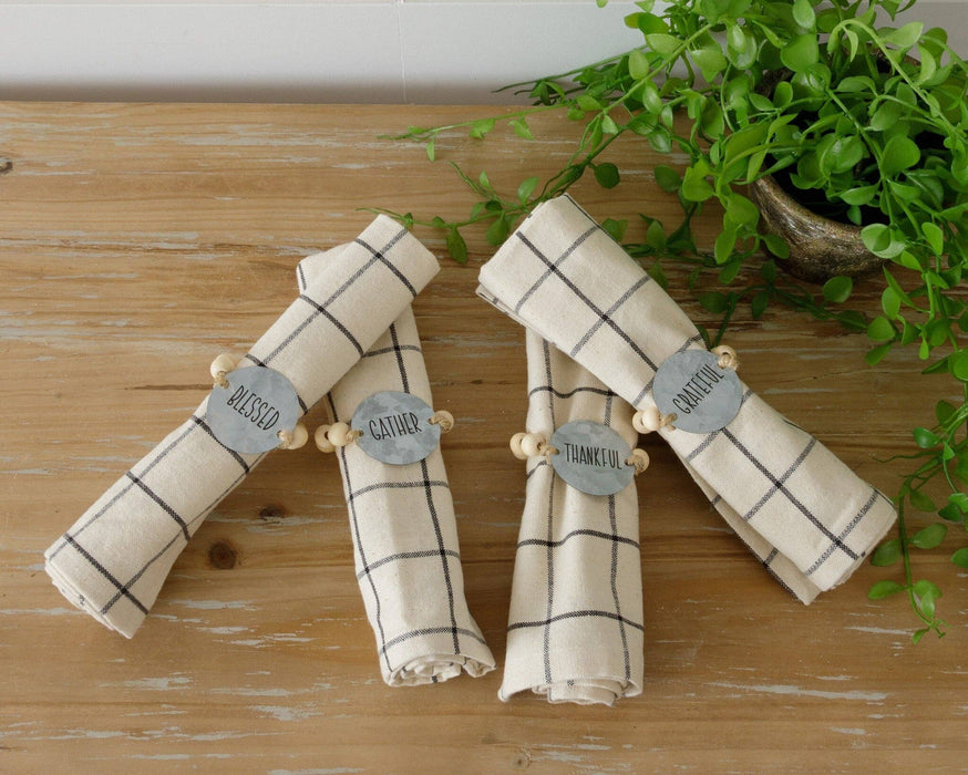 Audrey's - Napkin Rings - Blessed, Thankful, Gather, Grateful