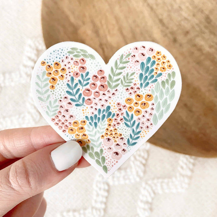 Elyse Breanne Design - Floral Heart Sticker, 3x3in