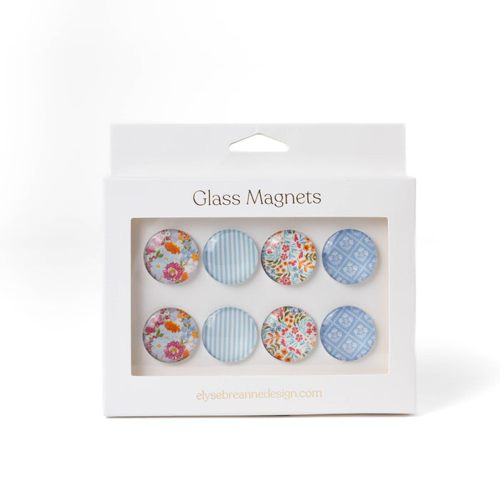 Elyse Breanne Design - Glass Magnets, Box Set of 8 Floral Magnets