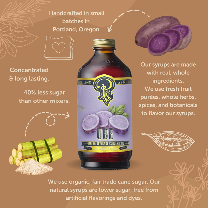 Portland Syrups - Ube Syrup 12oz - Coffee /Tea / Cocktail / Mocktail