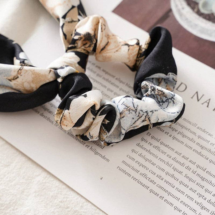 ShieldChic - Floral Ribbon Scarf Pony Scrunchie