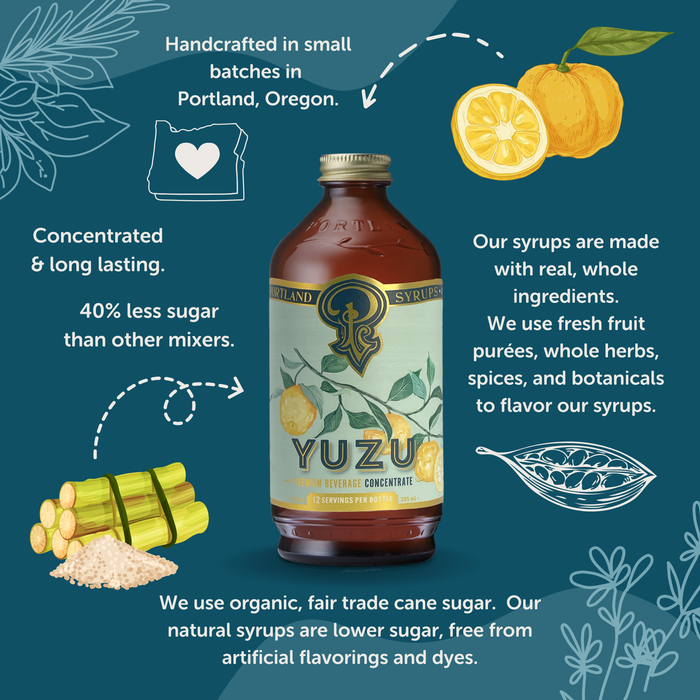 Portland Syrups - Yuzu Syrup 12oz  - cocktail / mocktail mixer