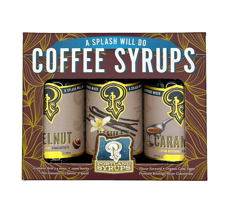 Portland Syrups - Gift Set - Coffee Syrups - Vanilla, Hazelnut, Caramel