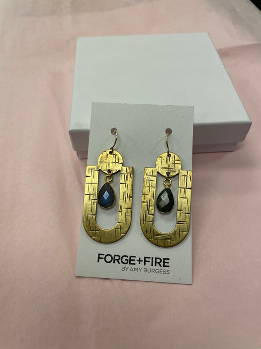 Forge + Fire ART DECO hammered brass earrings