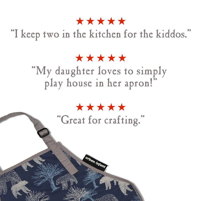 Urban Infant - Little Helper Kids Apron, Washable Cotton/Poly - Bears