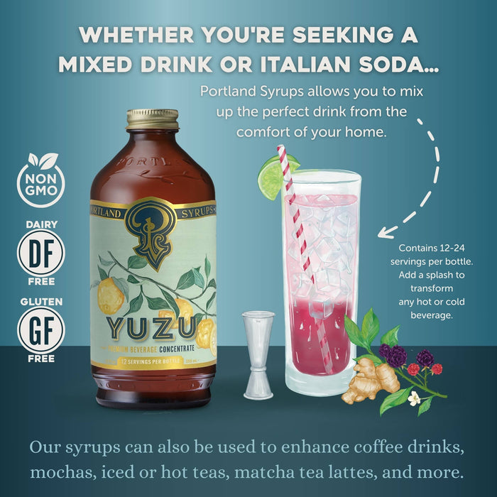 Portland Syrups - Yuzu Syrup 12oz  - cocktail / mocktail mixer
