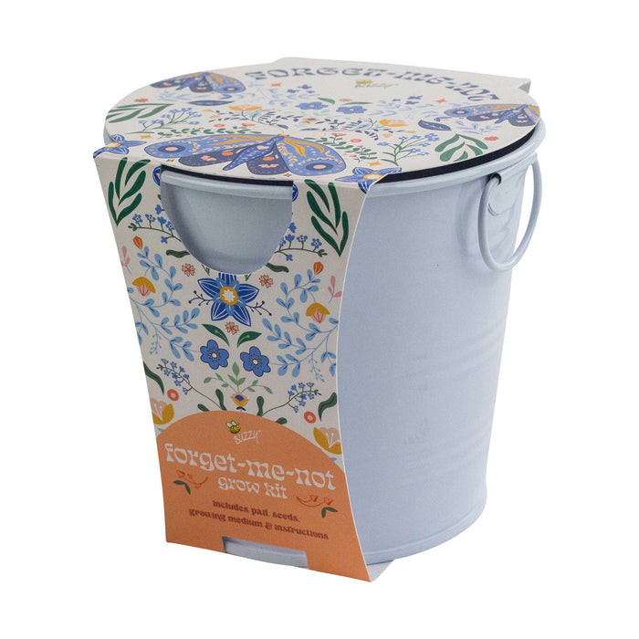 Buzzy Seeds Grow Gifts - Painted Flower Grow Pail – Forget-Me-Not Indoor Garden Gift