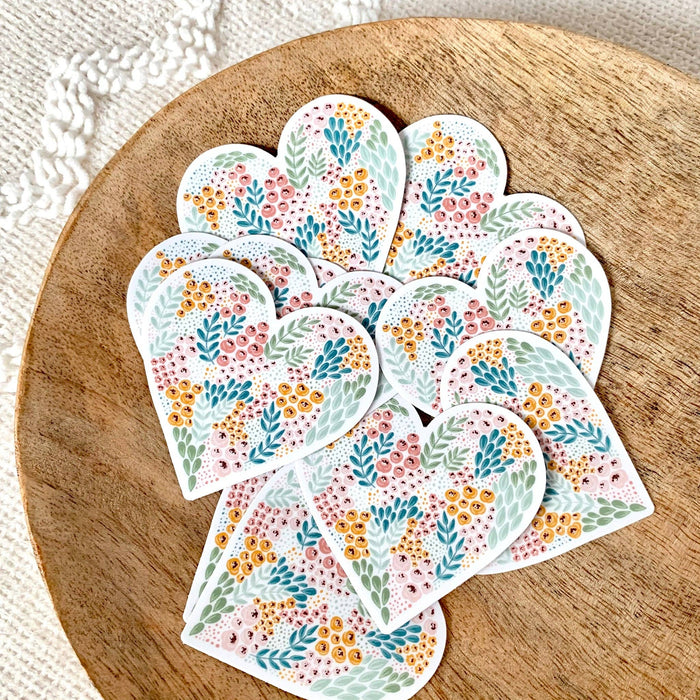 Elyse Breanne Design - Floral Heart Sticker, 3x3in