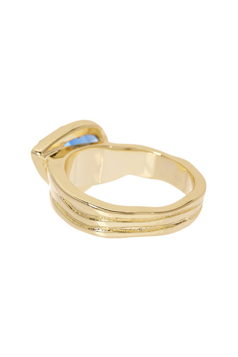 Zoey Simmons - London Blue Crystal Teardrop Ring - GP
