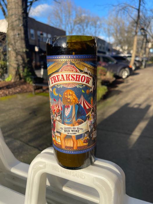 Camas Flames Booze Bottle Candle "Freak Show"