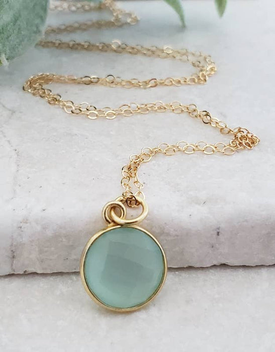 Sosie Designs - Gold Aqua Chalcedony Necklace