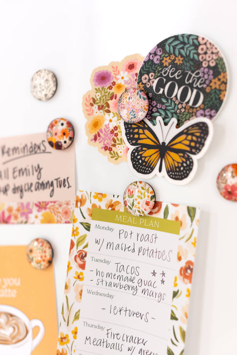 Elyse Breanne Design - Glass Magnets, Box Set of 8 Floral Magnets