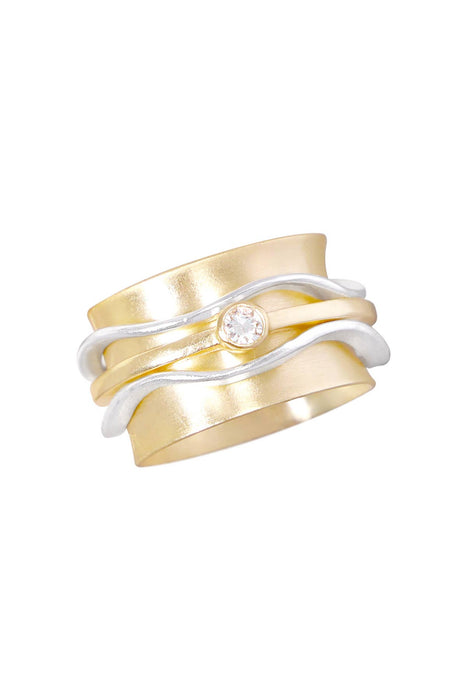 Zoey Simmons - CZ Wave Band Spinner Ring