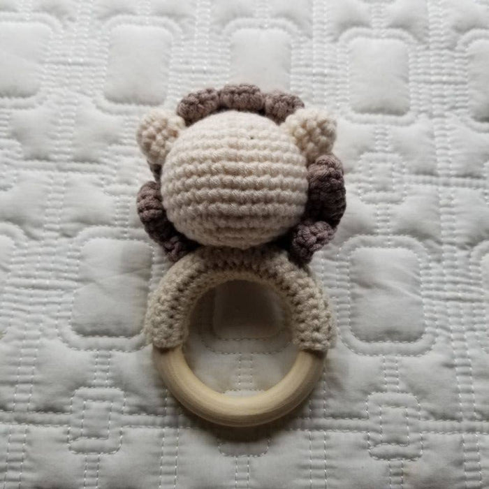 D & C TOYS - Lion Teething Ring Hand Crocheted Rattle Toy
