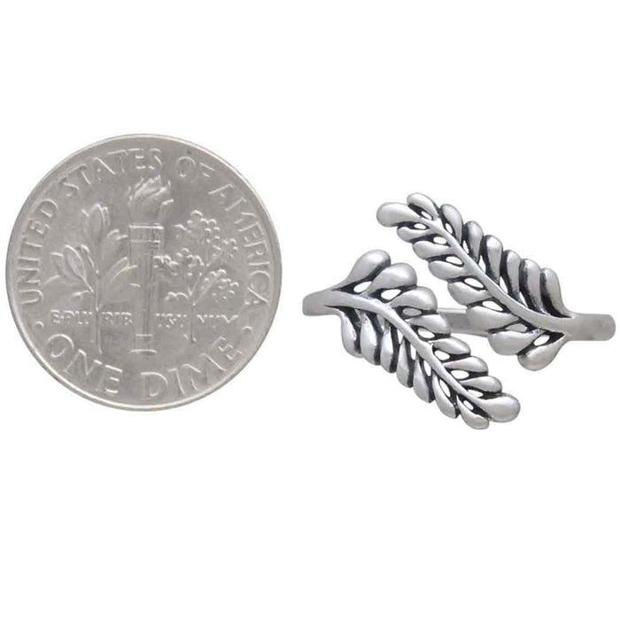 Nina Designs - Sterling Silver or Bronze Adjustable Sprig Leaf Ring