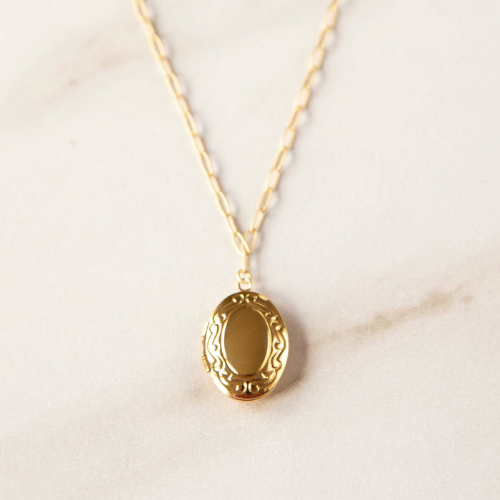 Stowaway Jewelry - Large Gold Oval Locket Necklace