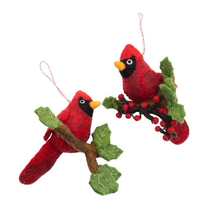 The Winding Road - Ornament - Felt Red Cardinal - NEW